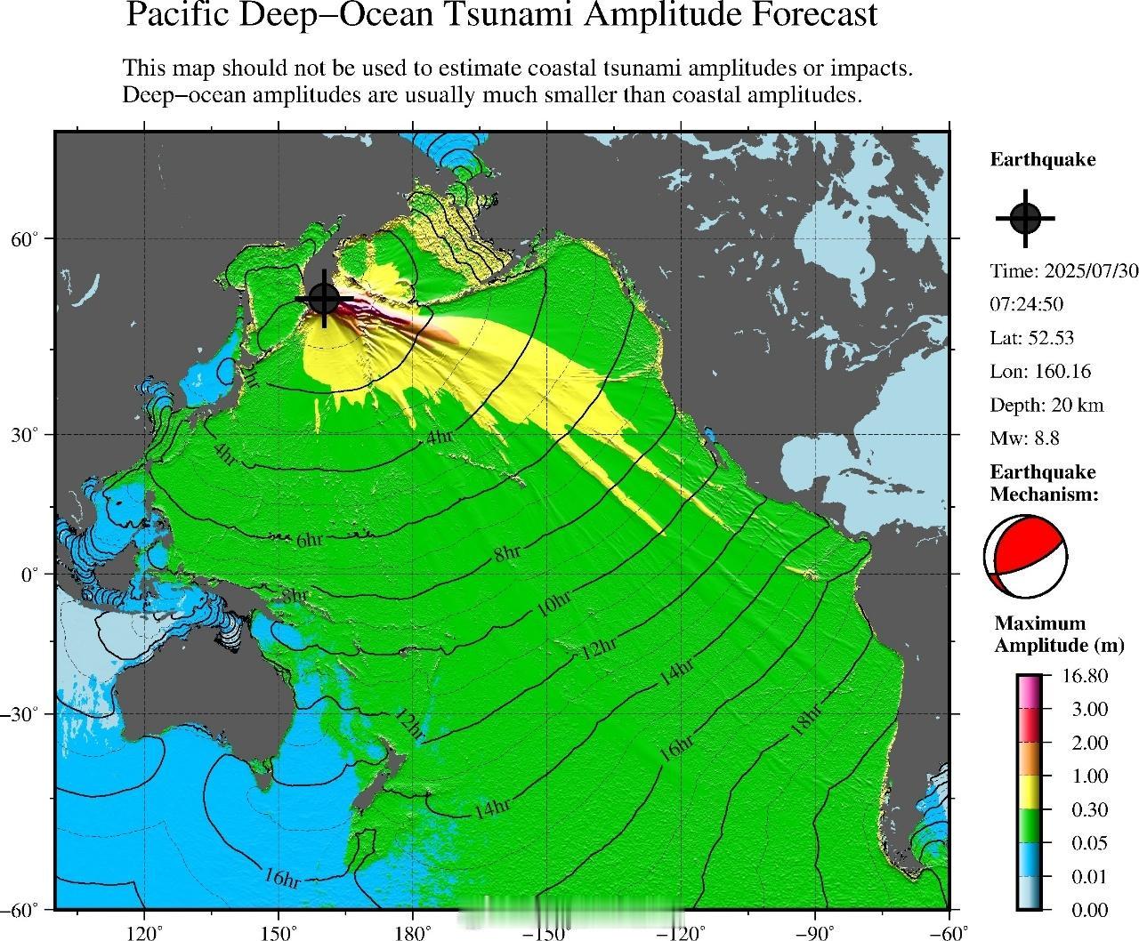 8.7级，要被列入世界前10大地震，堪察加东岸远海海域，已经引发越洋海啸！
今天
