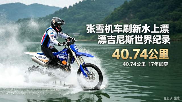 40.74公里！张雪机车水上漂刷新吉尼斯，17年终圆梦