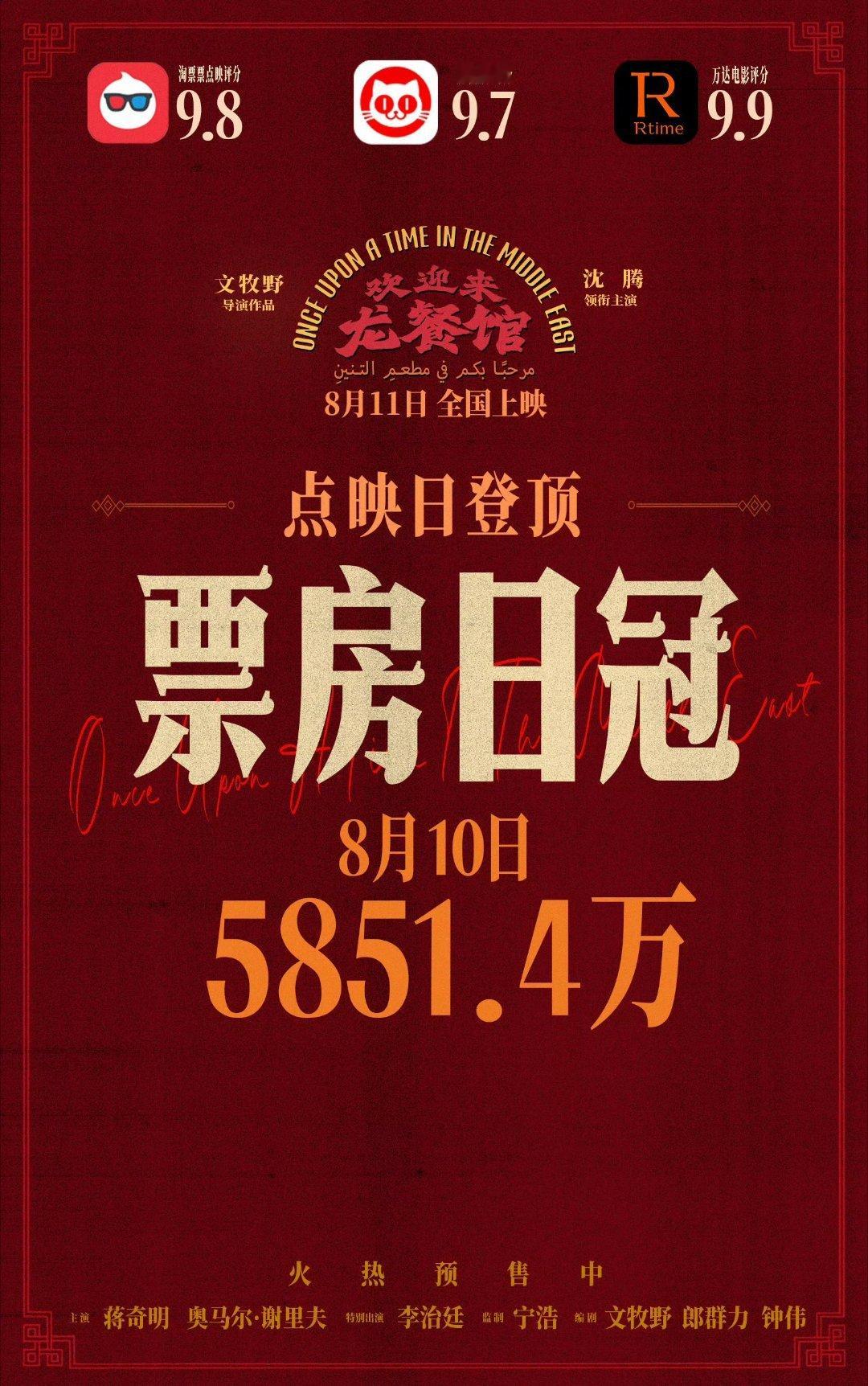 欢迎来龙餐馆票房走势电影欢迎来龙餐馆从点映就开始一路领跑票房榜单，《欢迎来龙餐馆