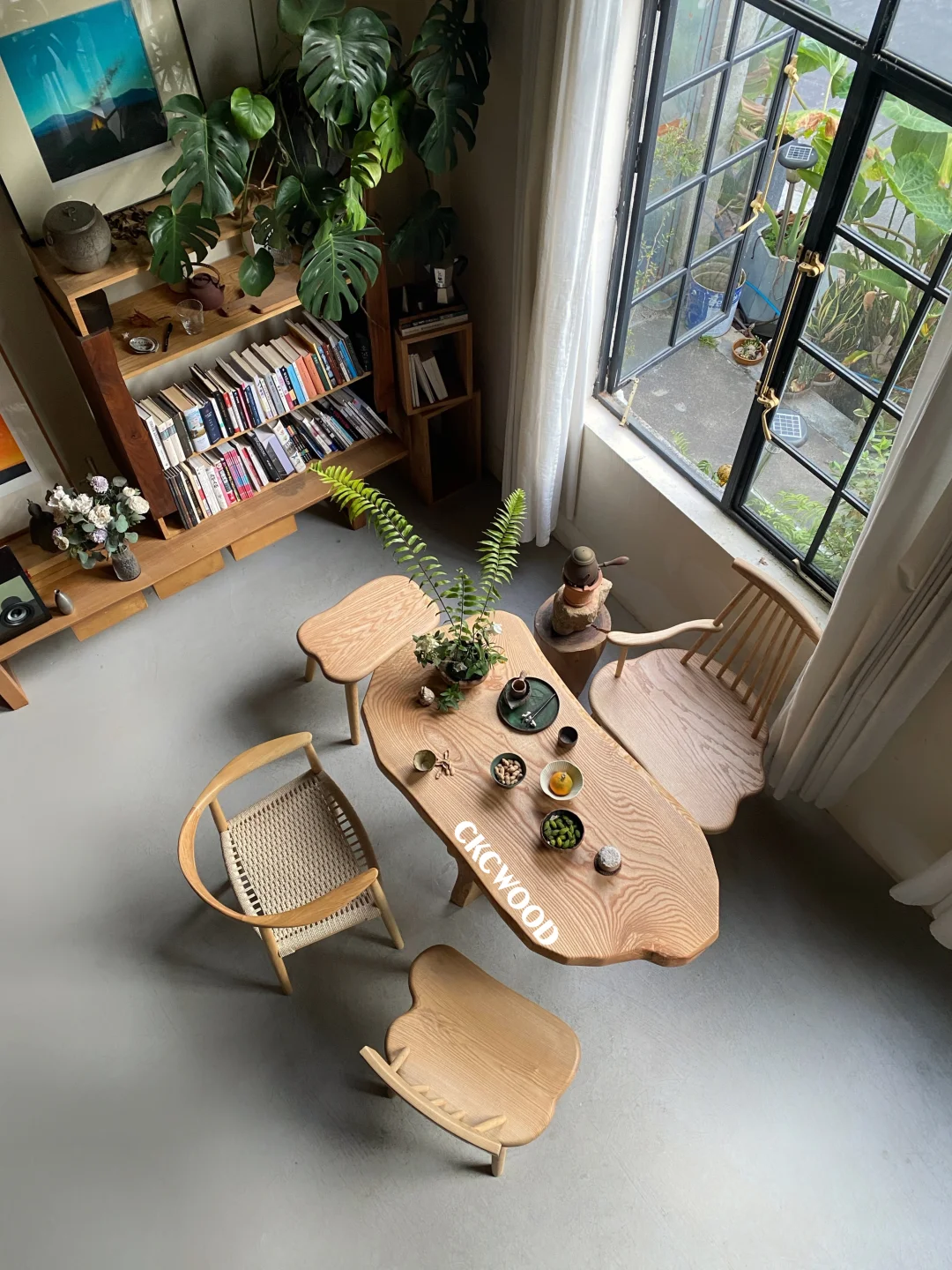 我家阳台大改造｜几件原木桌椅奶油原木茶室