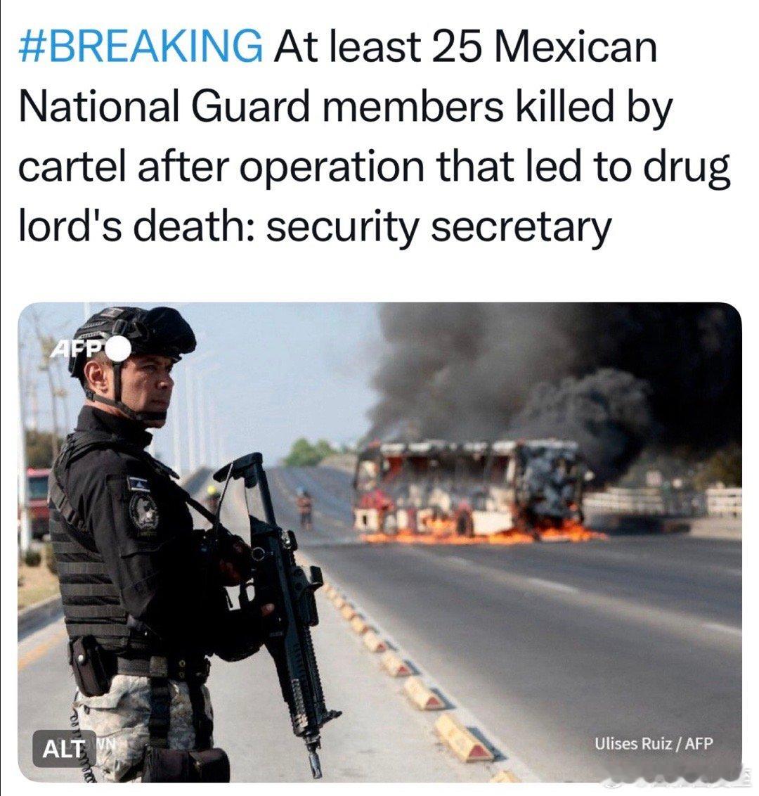墨西哥局势尚未平息政府军已有至少二十五人在与贩毒集团的直接交火中牺牲 