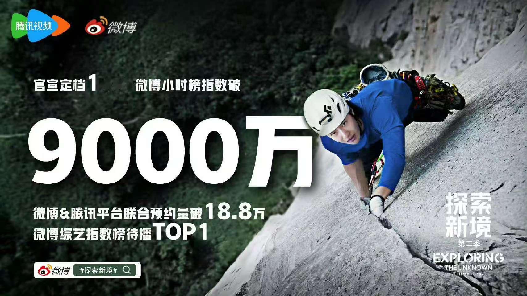 王一博探索新境2微博指数破9000万 ，哇塞，