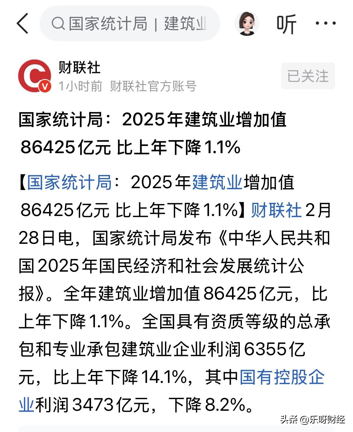 2025年建筑业约8.6万亿元的产值规模，同比仅下降1.1%，这似乎与一众在行业
