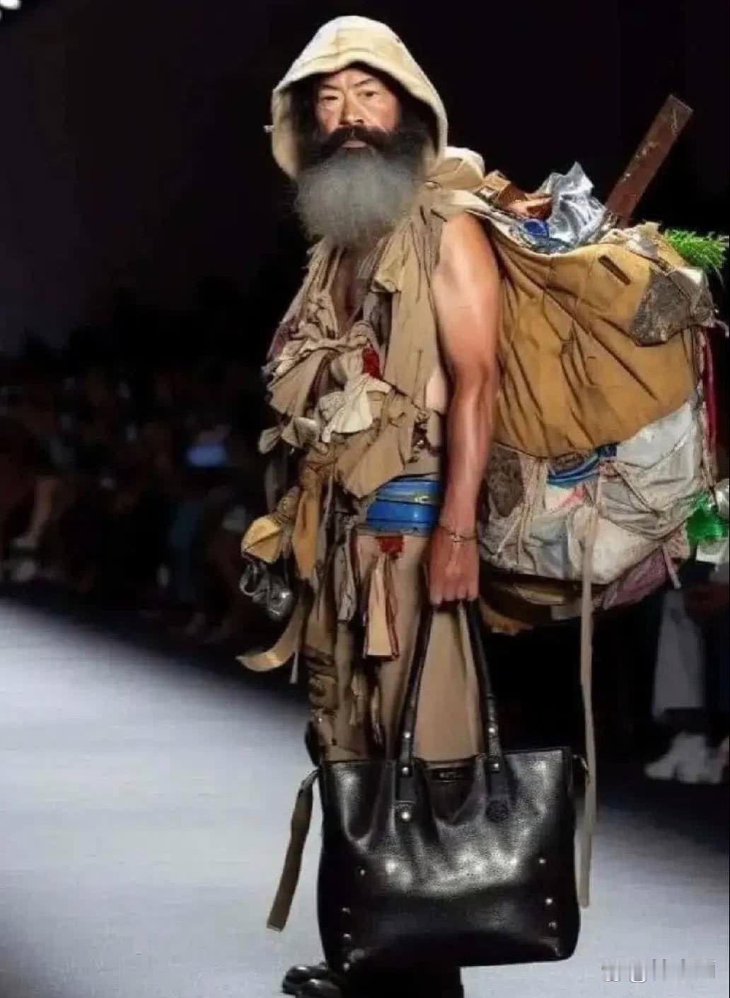 我去！眼睛没花吧！这居然是巴黎世家的T台秀，这是打算把美国流浪汉的衣服当成流行趋