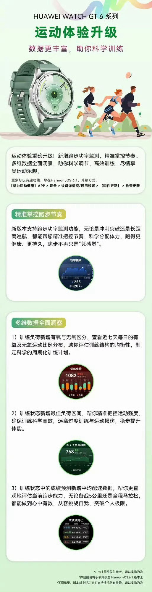华为WATCH GT 6迎来HarmonyOS 6.1新版本，运动功能迎来大幅升