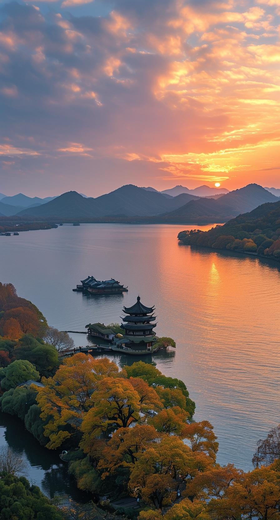 平湖秋月映清波，
风拂柳丝意自和。
一湖山色藏诗里，
半盏闲心醉晚歌。