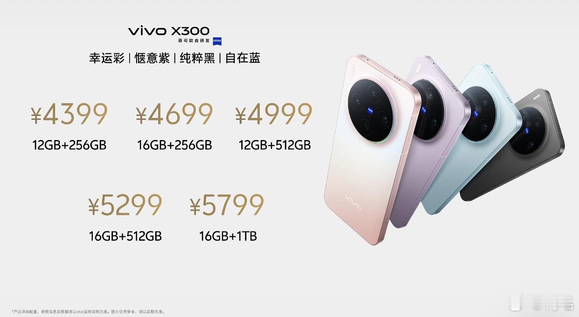 新一代vivo X300系列的价格出来了~X30012GB+256GB：4399