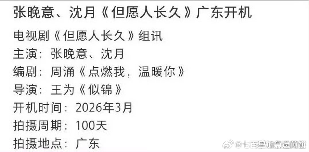 张晚意，沈月《但愿人长久》3月8开机（这个剧之前选角好像粉圈有过争吵） 