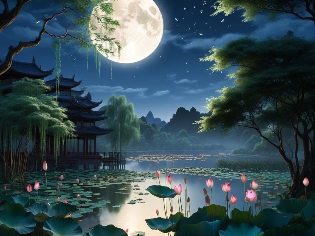 上联：浅尝红尘，唱晚荷风秋夜月；
下联：？？（邀友赐对）