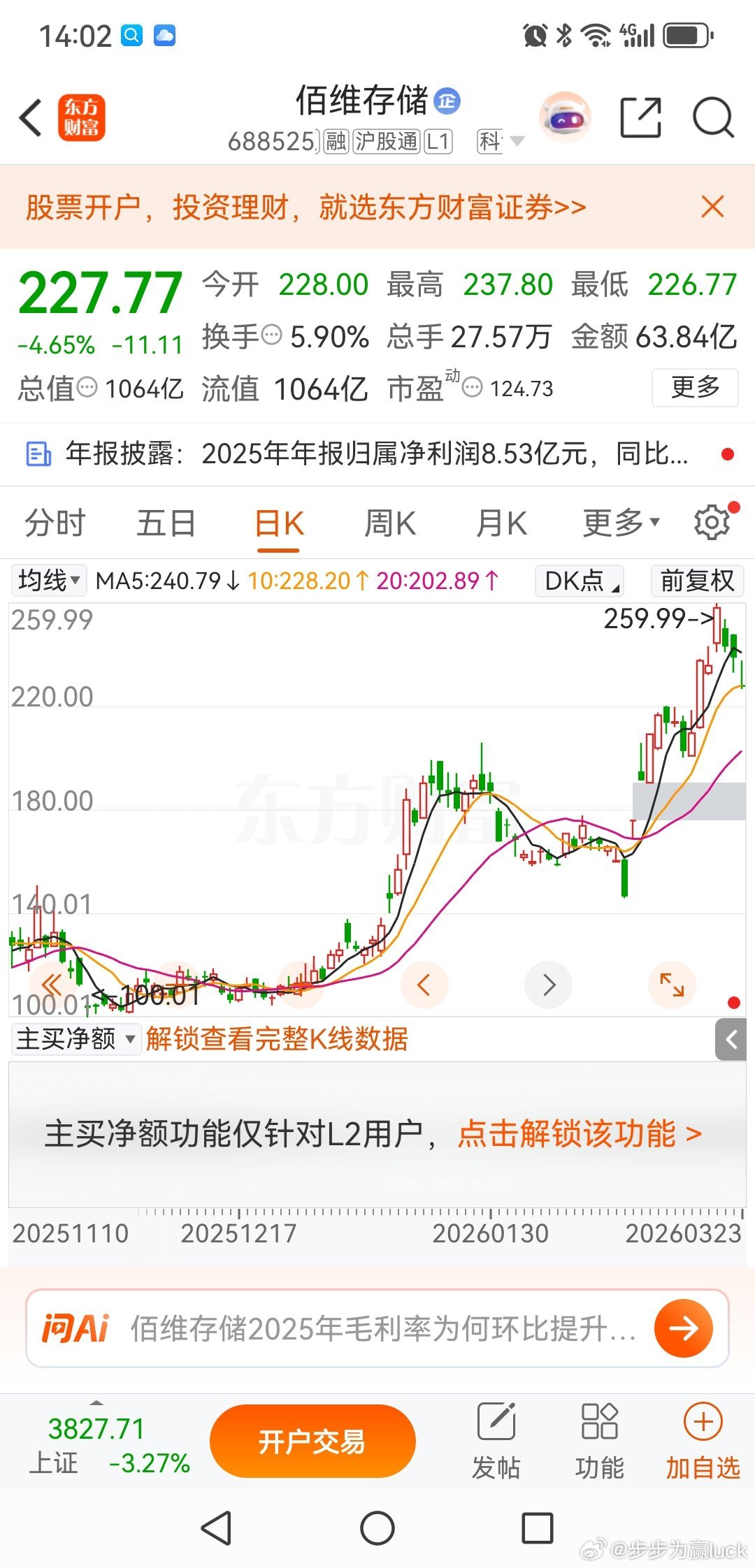 佰维存储，我认为这家伙，未来有大幅度补跌的可能，小心。欢迎加入我们的免费交流群。