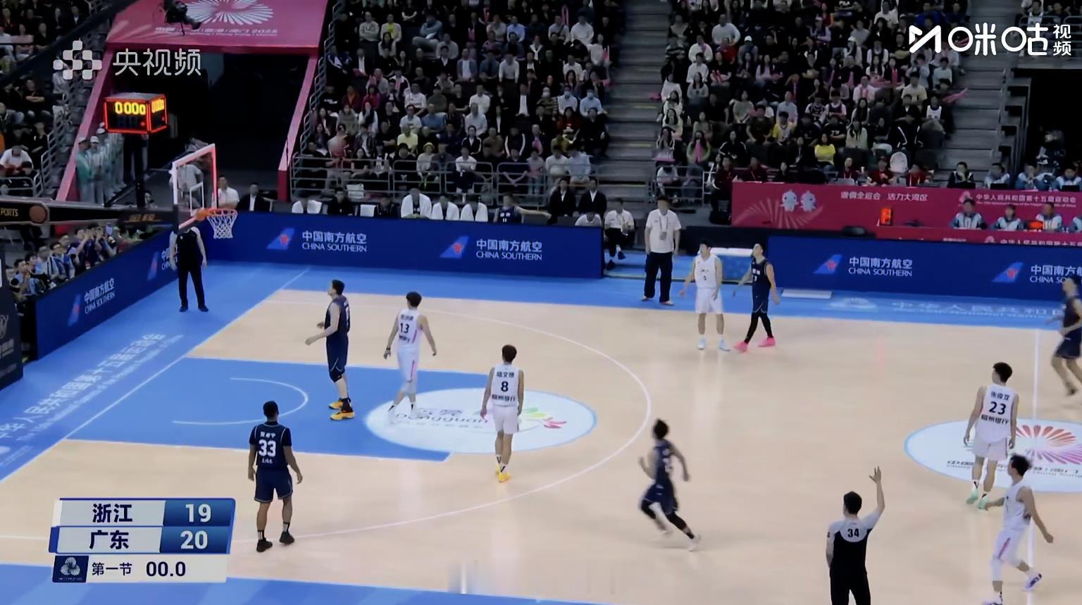 浙江，第一节没让广东打开，已经成功。而他们余嘉豪走了，刘泽一伤了，程帅澎（后来上