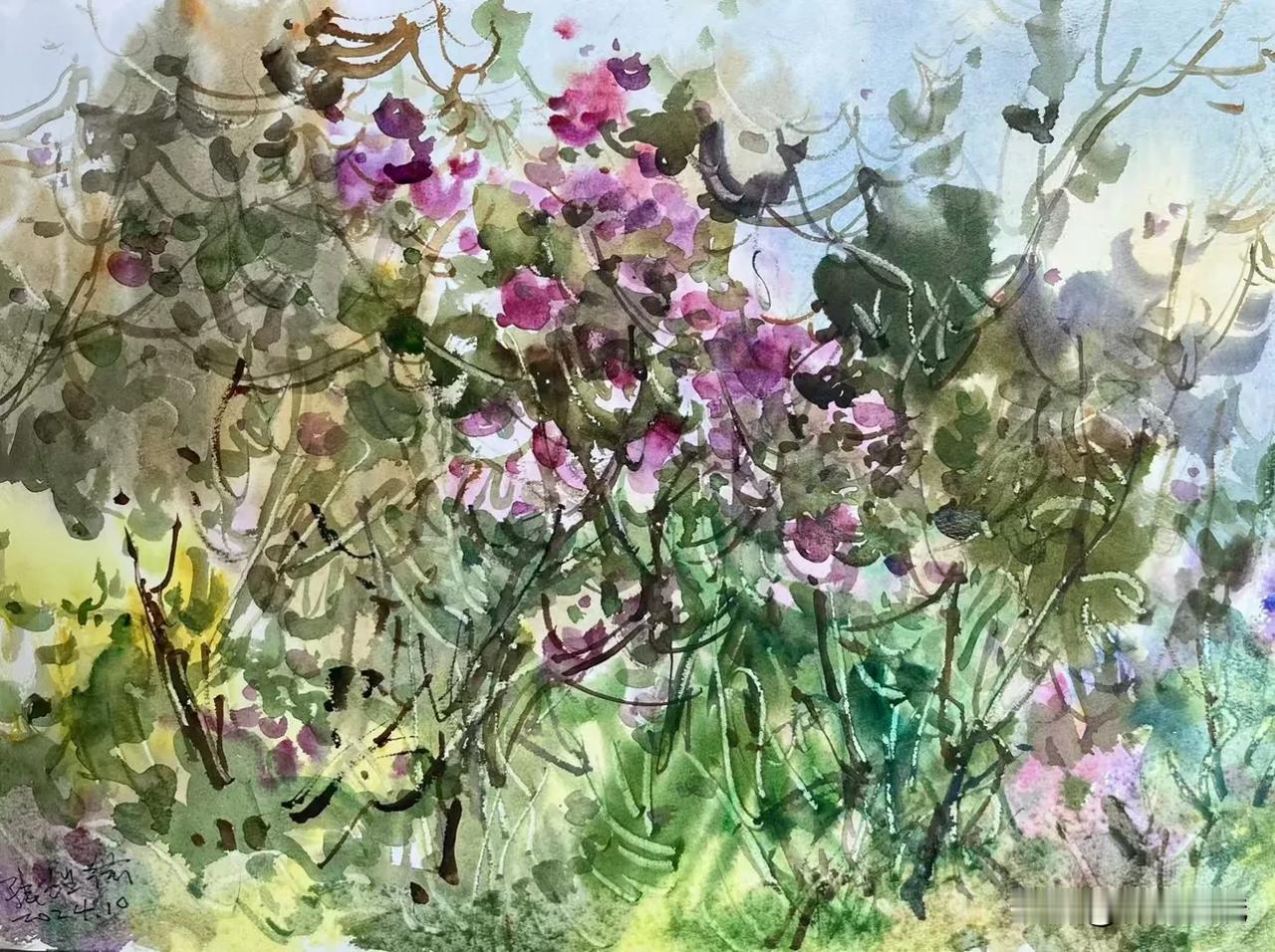 张继渝老师绘画作品欣赏
阳台上的凌霄花 水彩四开