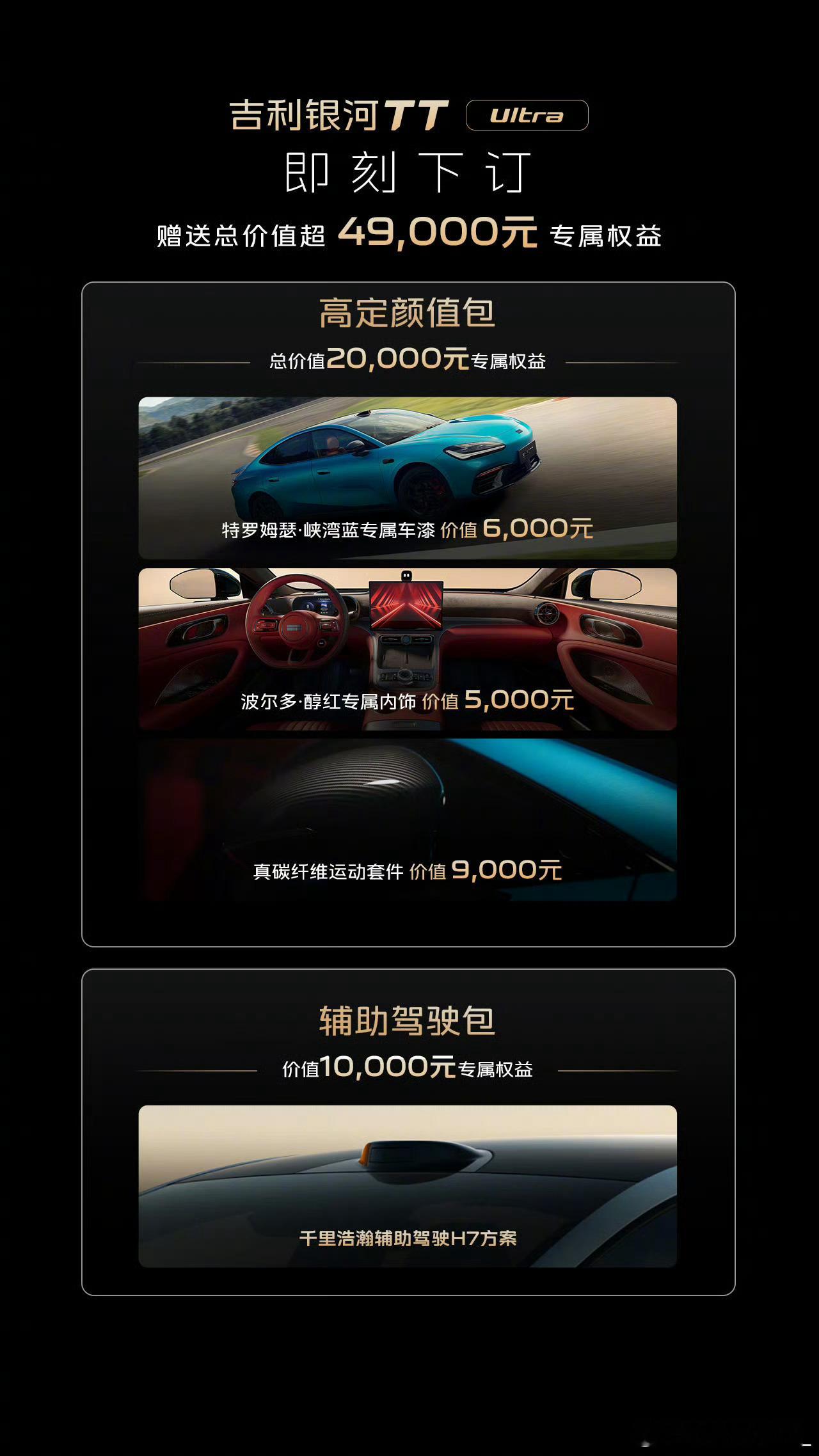 吉利银河TT Ultra首批20.98万限量999台，开售27分钟全部售罄，官方