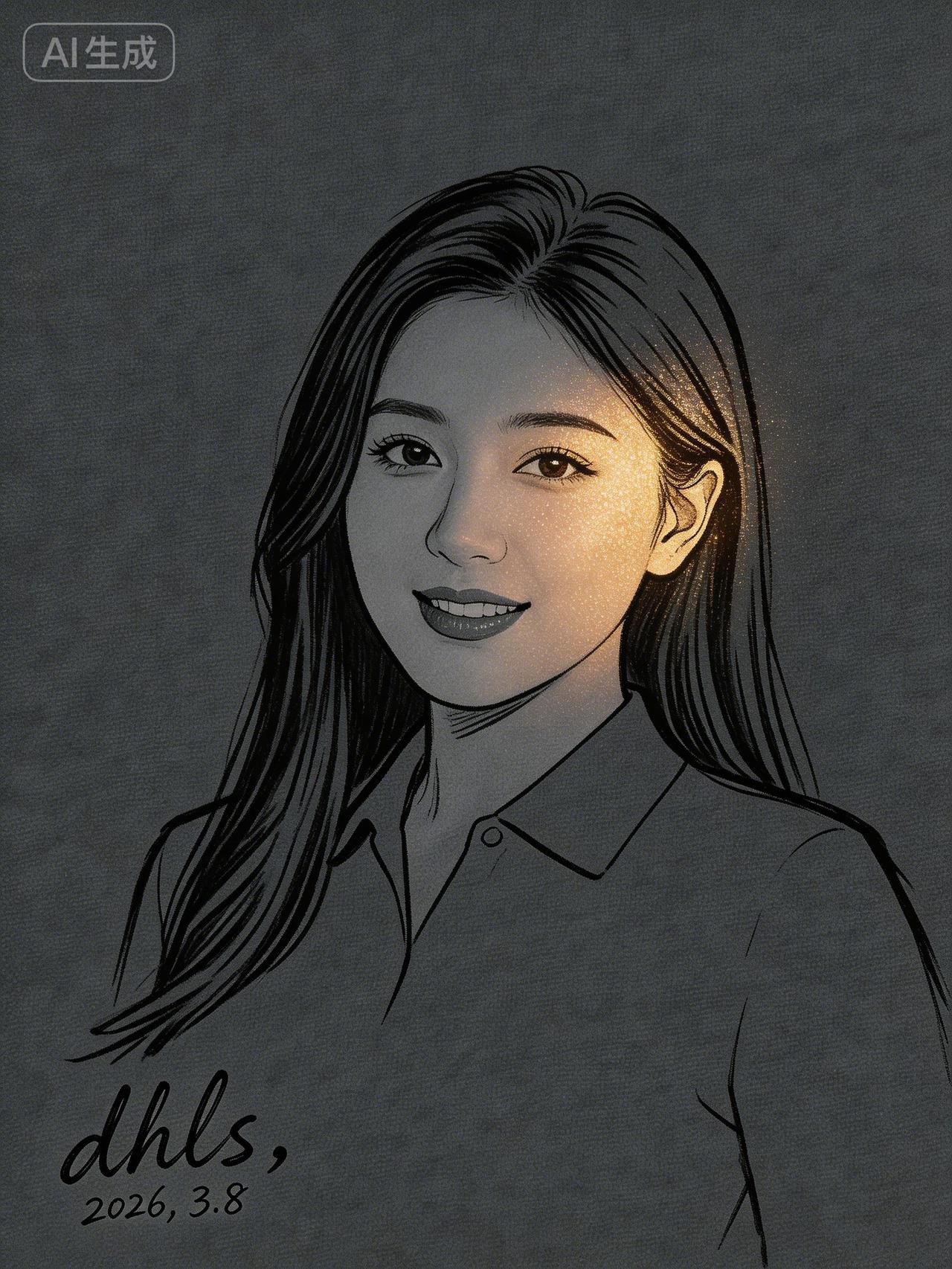 温柔微笑，AI生成的梦幻肖像