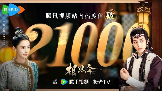 相思令热度值破21000   Angelababy宋威龙相思令热度值破21000