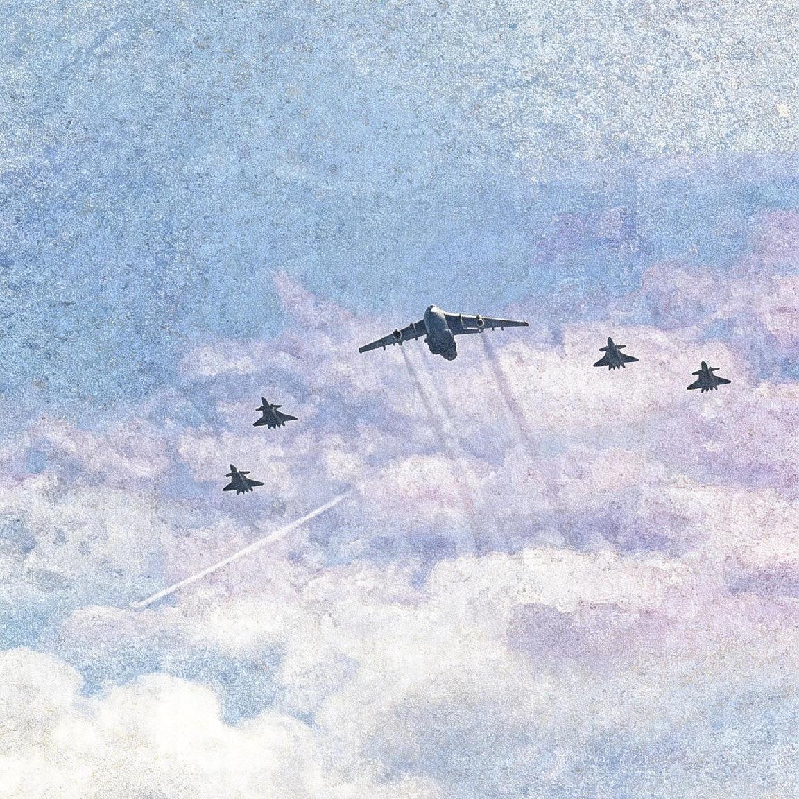 四架歼20护卫运20B大型运输机