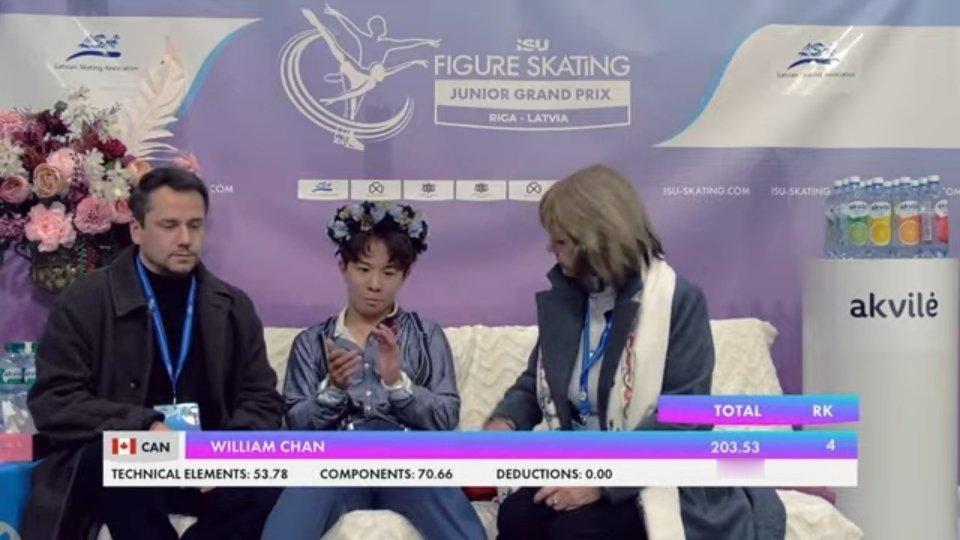2026jgp拉脱维亚站 William Chan自由滑这样的配置在这个赛季可以