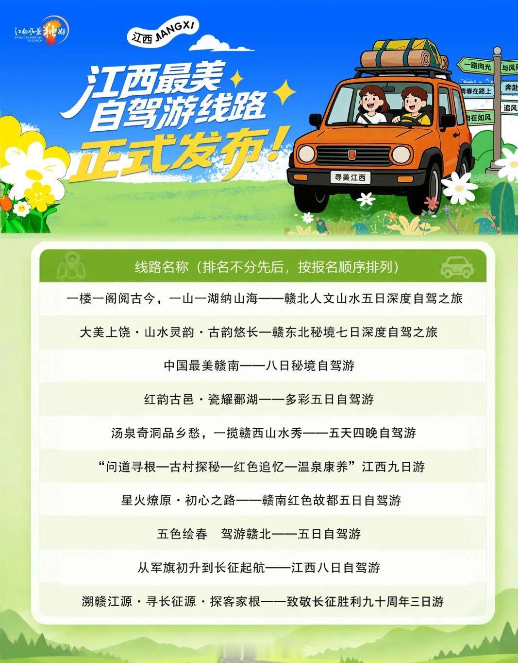 这个五一总要来趟江西吧【江西十大最美自驾游线路揭晓 】经过征集、初评、网络投票与