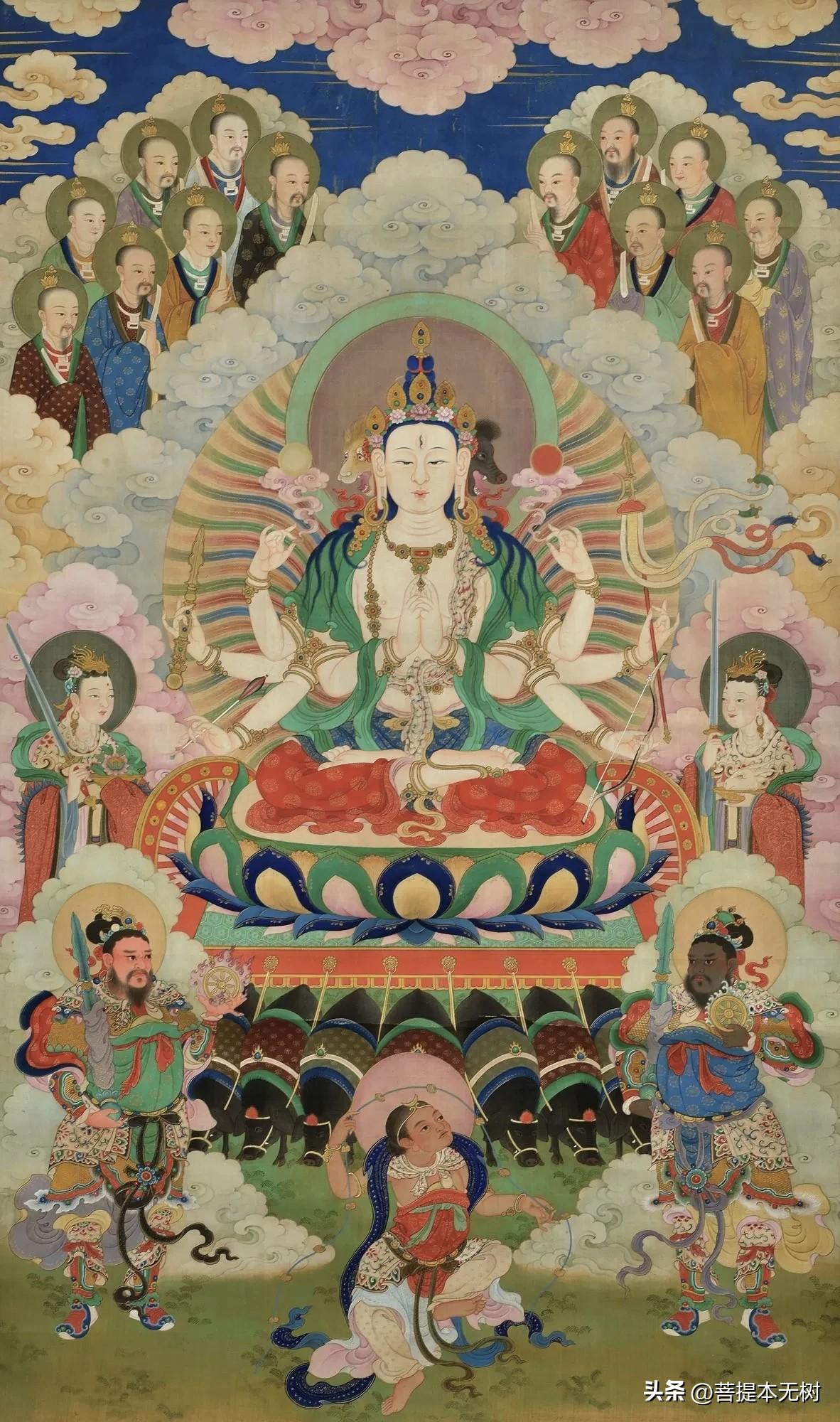 清宫顶级水陆画｜八臂摩利支天，九猪御车，三教相融的传世瑰宝
 
见过无数古佛画作