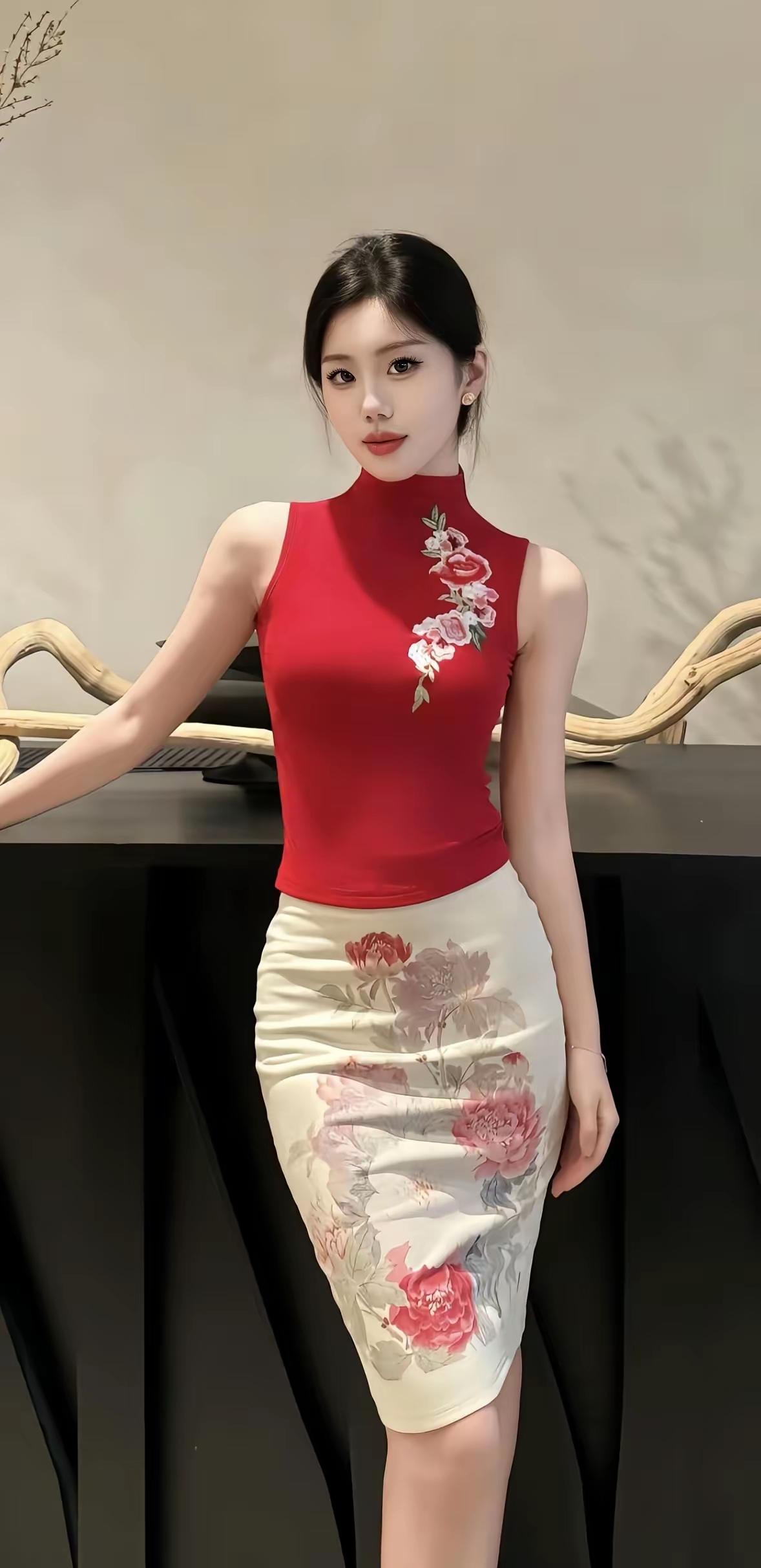 优雅红裙搭配，尽显女性魅力！🌸💃