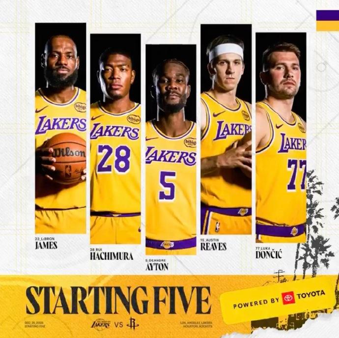 雷迪克太固执，湖人这个首发真不能再用了！

詹姆斯、东契奇、里夫斯、八村塁、艾顿