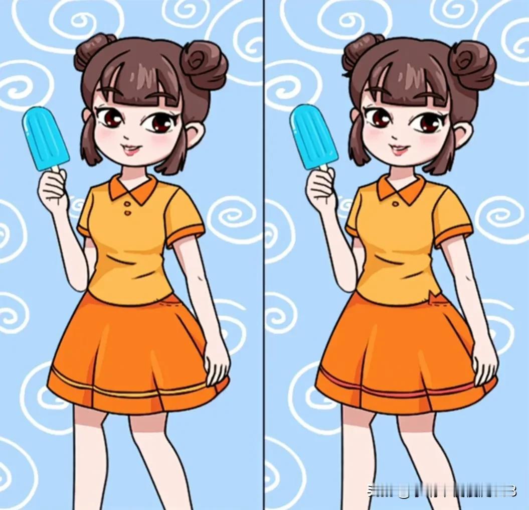 冰淇淋甜如蜜，少女笑颜似花开
考眼力
能快递找到5处不同吗[灵光一闪]