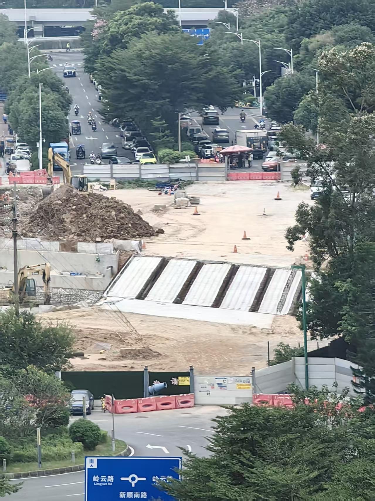 白云区新顺路南延段最新实拍！新顺路向南打通后，岭南新世界片区将可直达尖彭路/华南