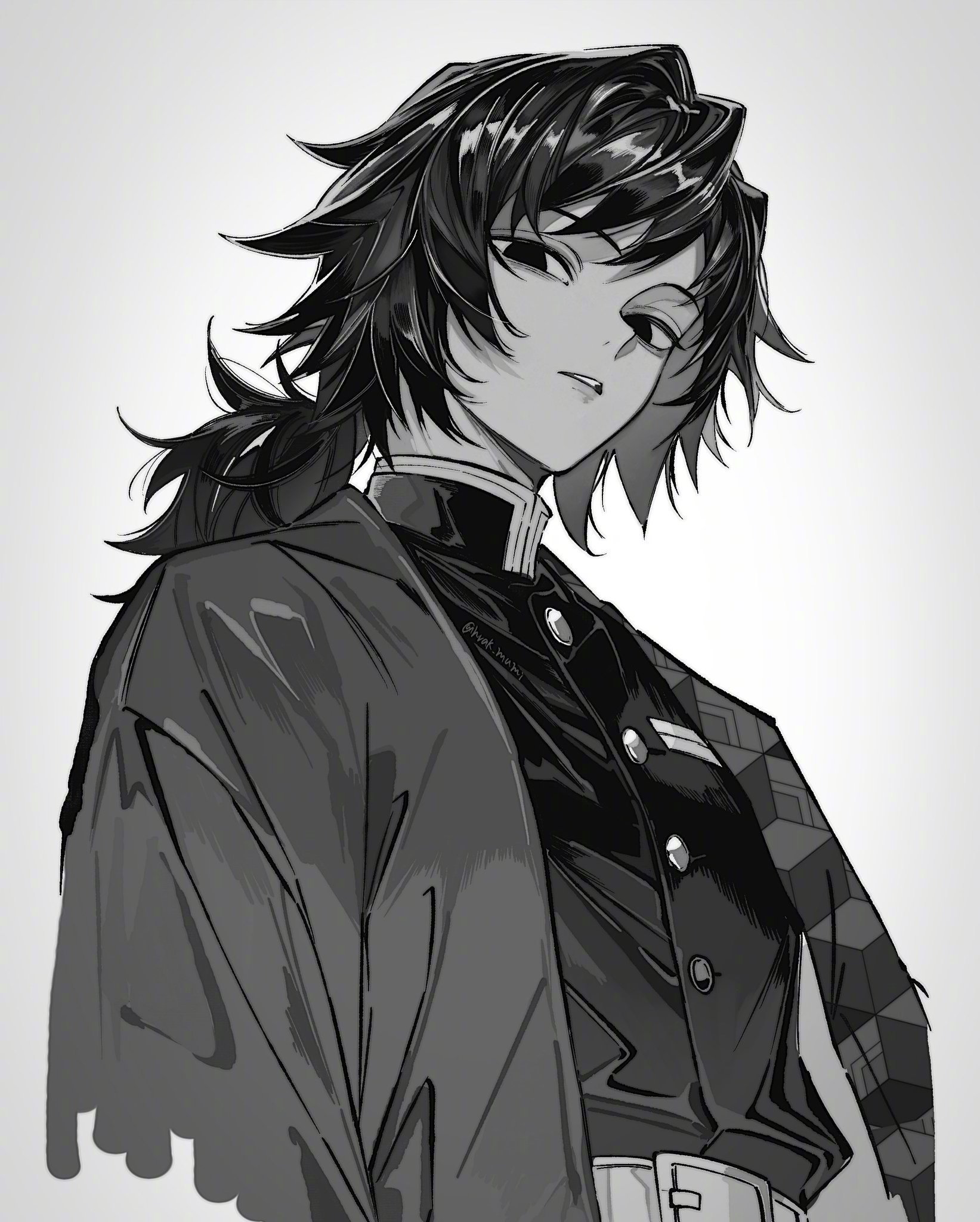 鬼灭之刃 黑白风义勇太帅了吧（画师Hrak_mumi） 