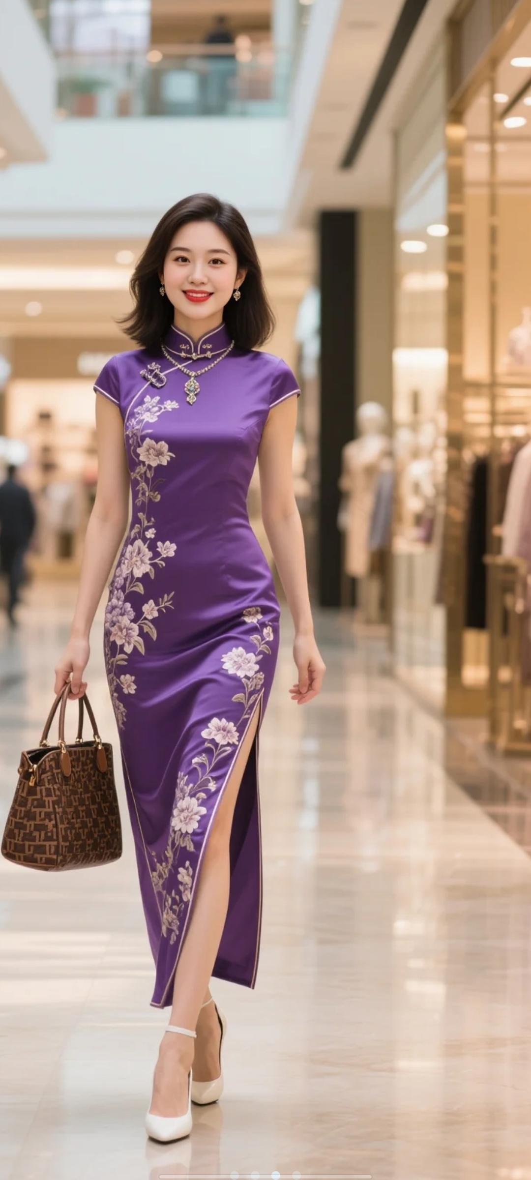 紫色怎么搭配好看呢御姐风美女，端着大气的脸庞，五官精致立体，美艳绝伦，典雅高贵，