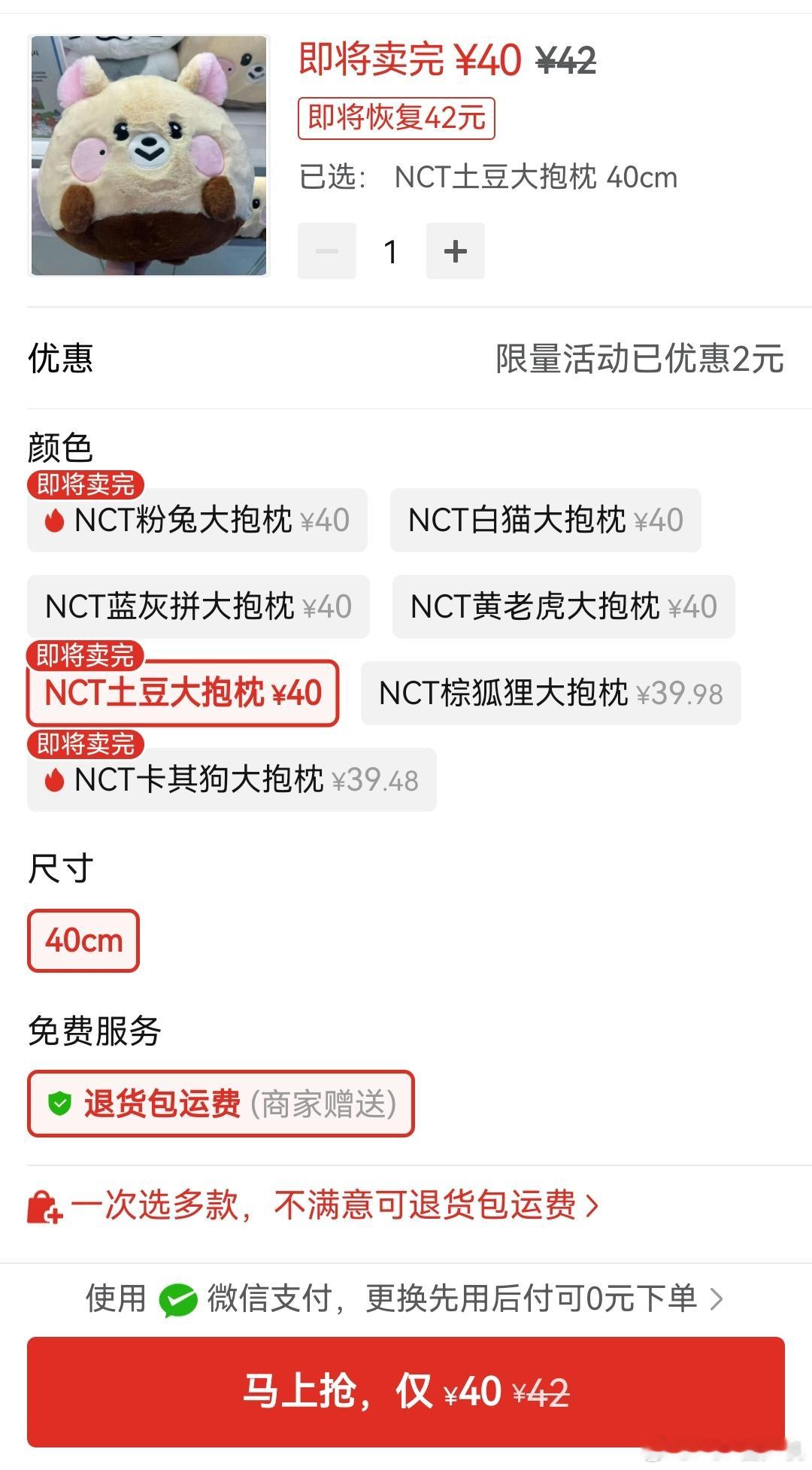 NCT土豆大抱枕 