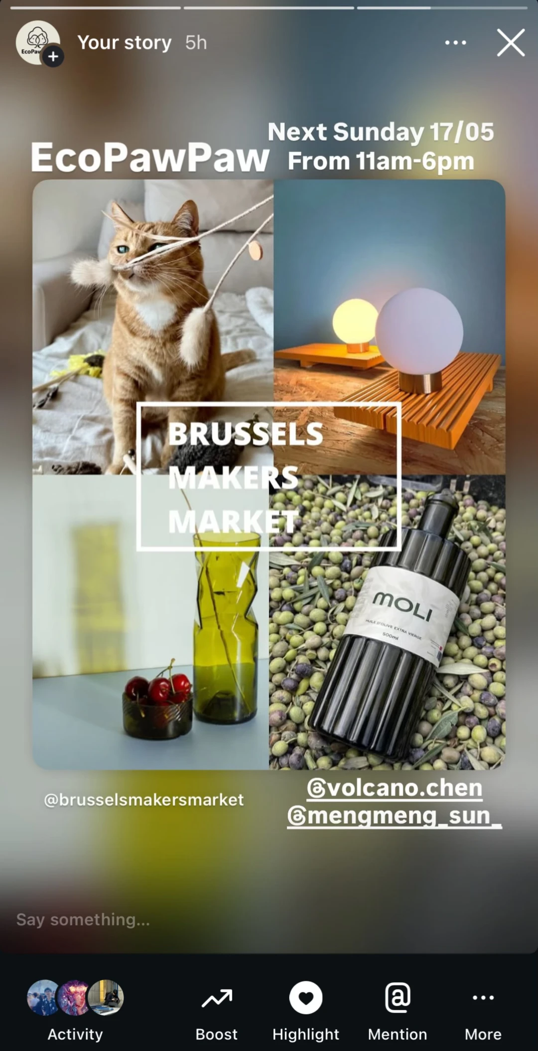 EcoPawPaw下周日5月17日在布鲁塞尔手工集市
