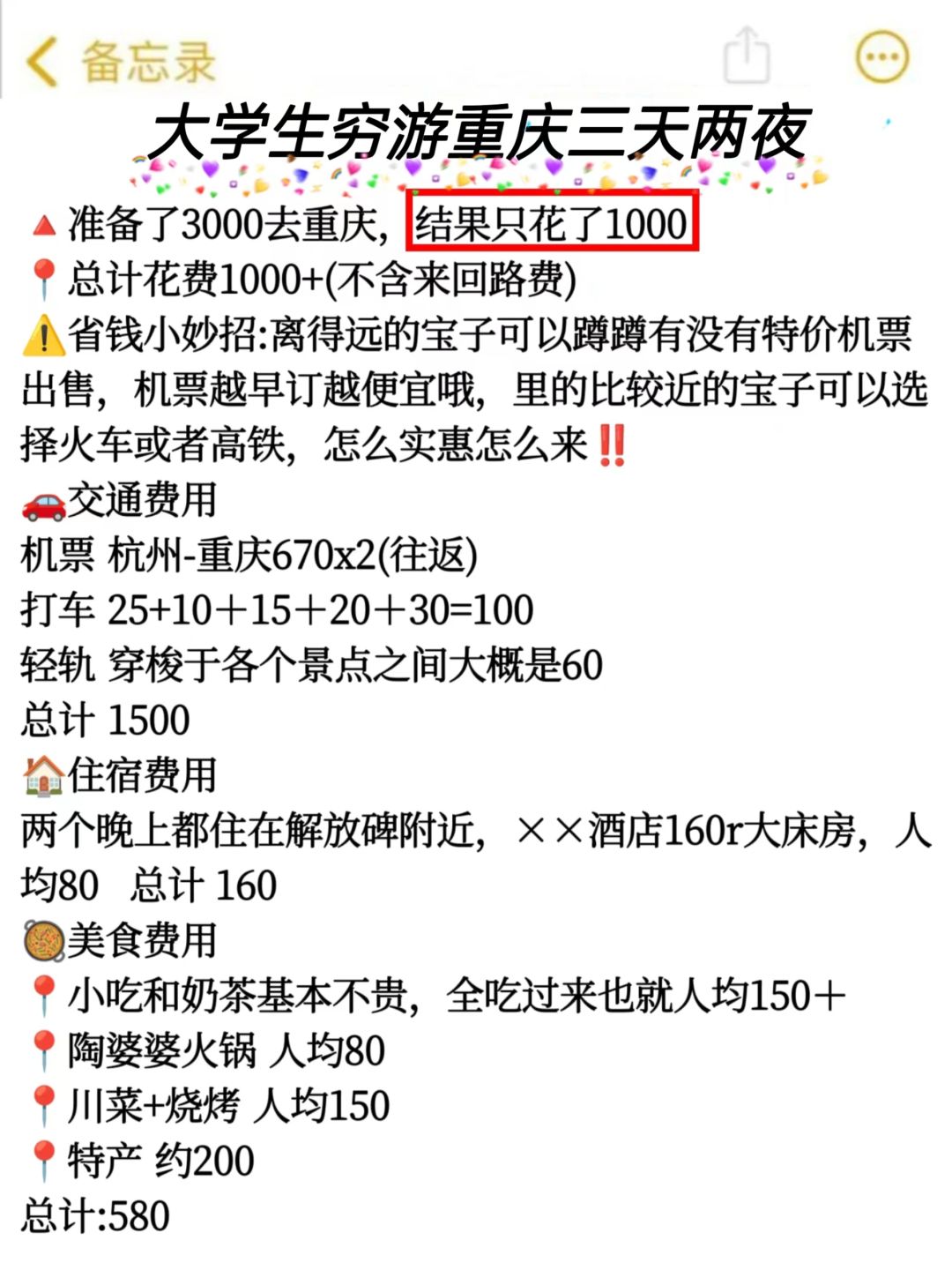 花1000左右拿下重庆｜学生党旅游赶紧码住‼️