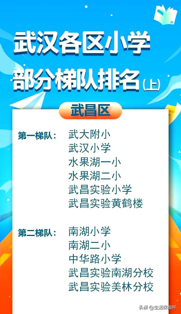 武汉各区小学部分梯队排名榜单出炉。武大附小、红领巾实验、钢都小学、山鹰小学等分别