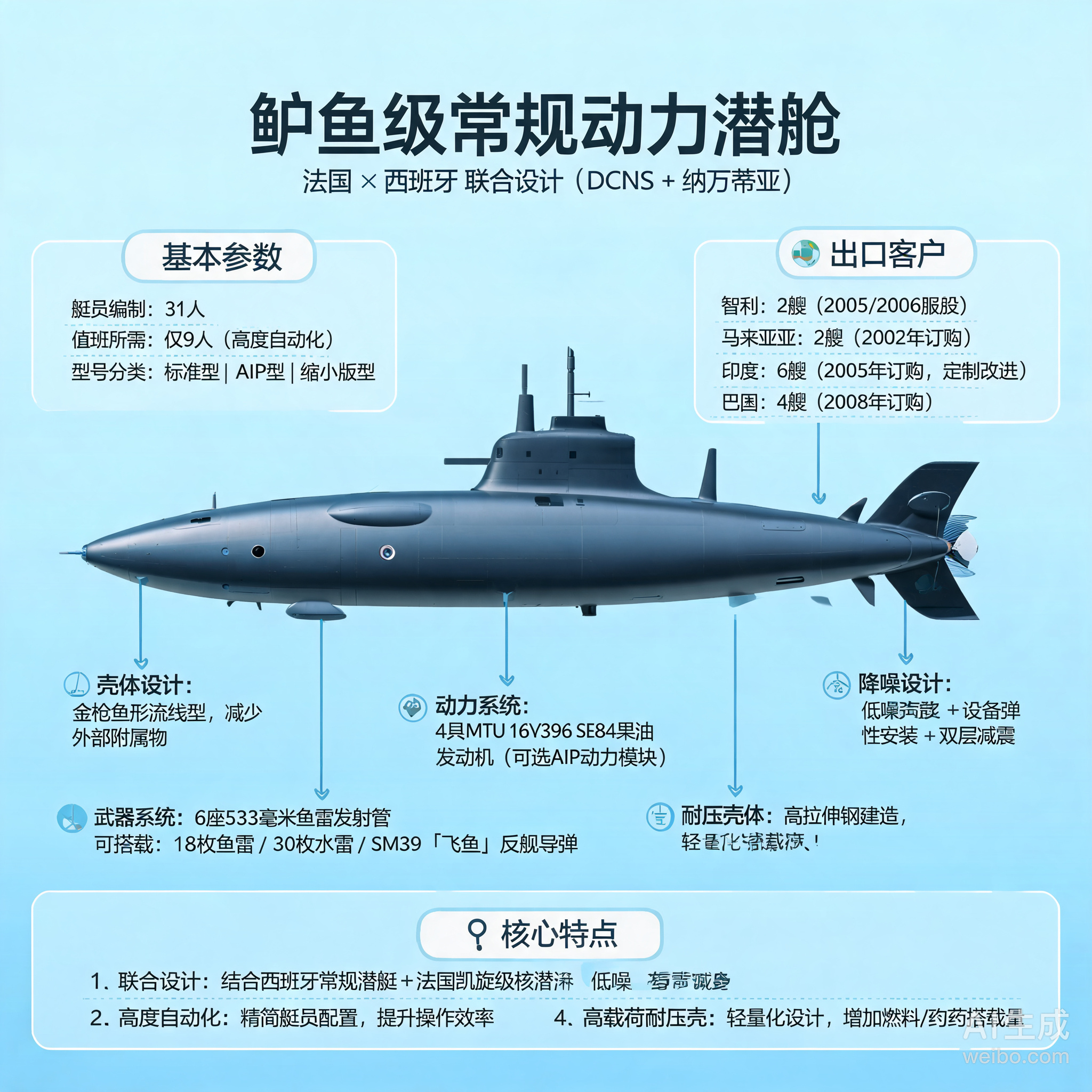 军事ai新视野 法国/西班牙“鲉鱼”级潜艇“鲉鱼”级潜艇是法国舰艇建造局和西班牙