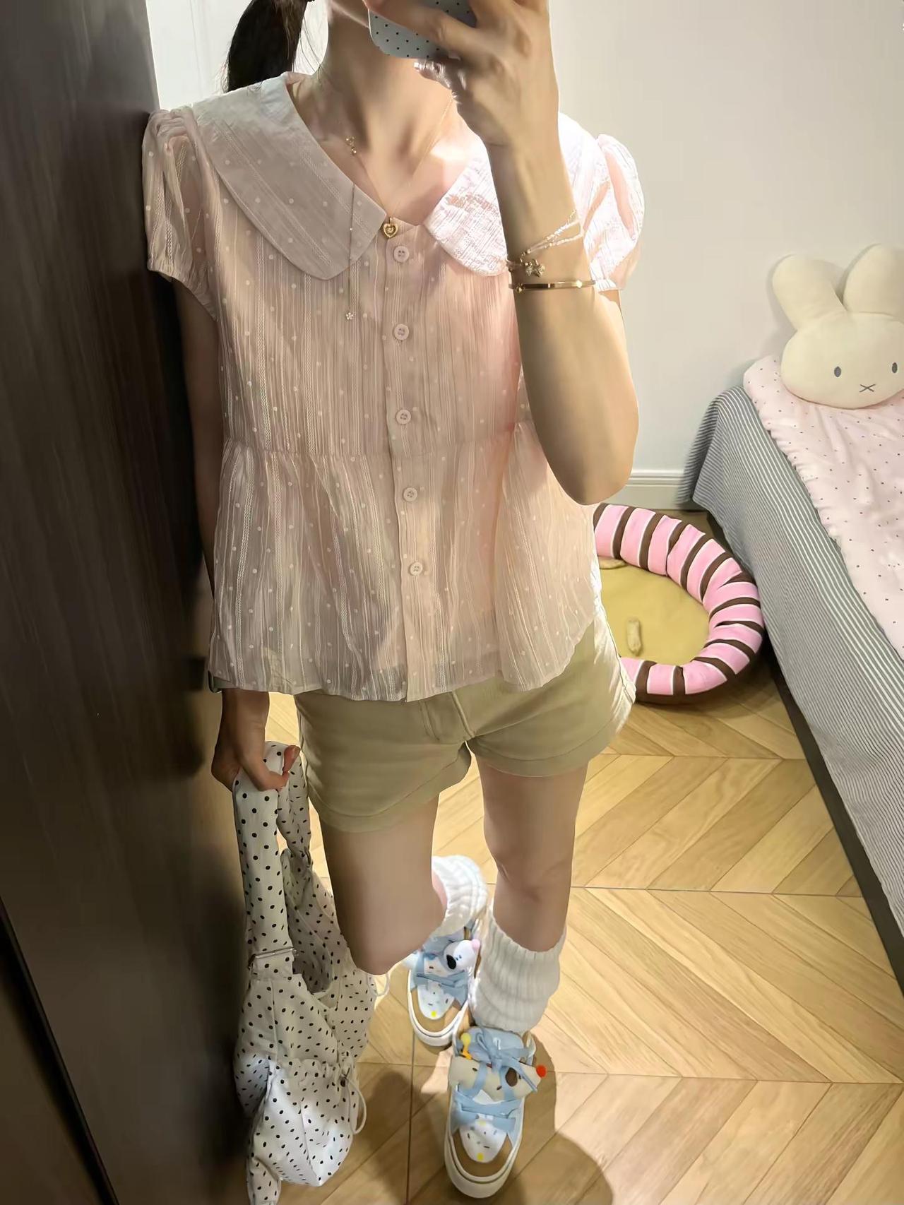 150 72丨小个子衬衫穿搭。夏日实穿短裤就该是这样 150小个子穿搭 娃娃衫 