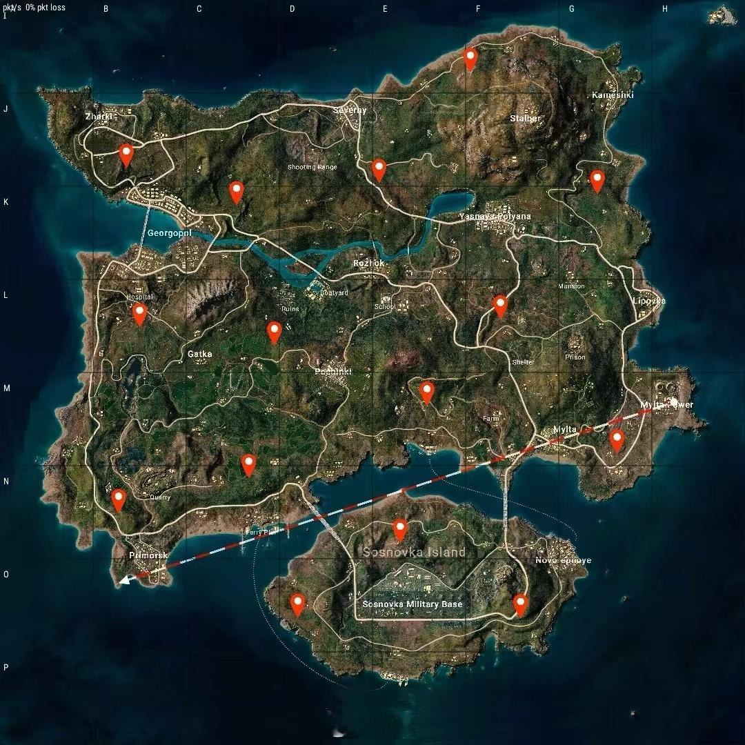 PUBG地图密室位置图（来源小黑盒：腌黄瓜先生。 天天吃鸡[超话]  