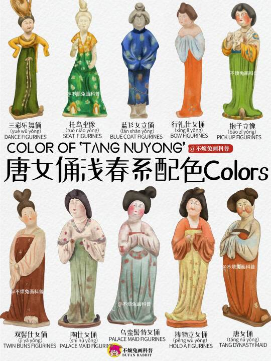 📕唐女俑浅春系配色Figurines Color