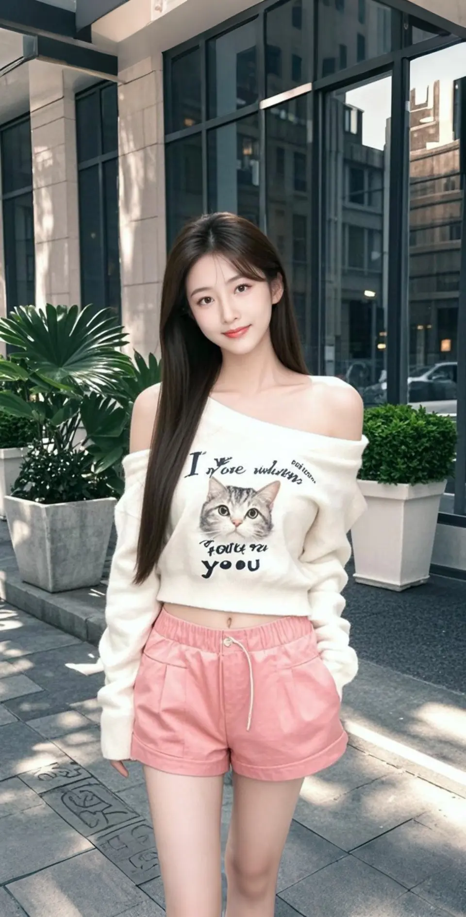 AI扩图 AI猫系少女