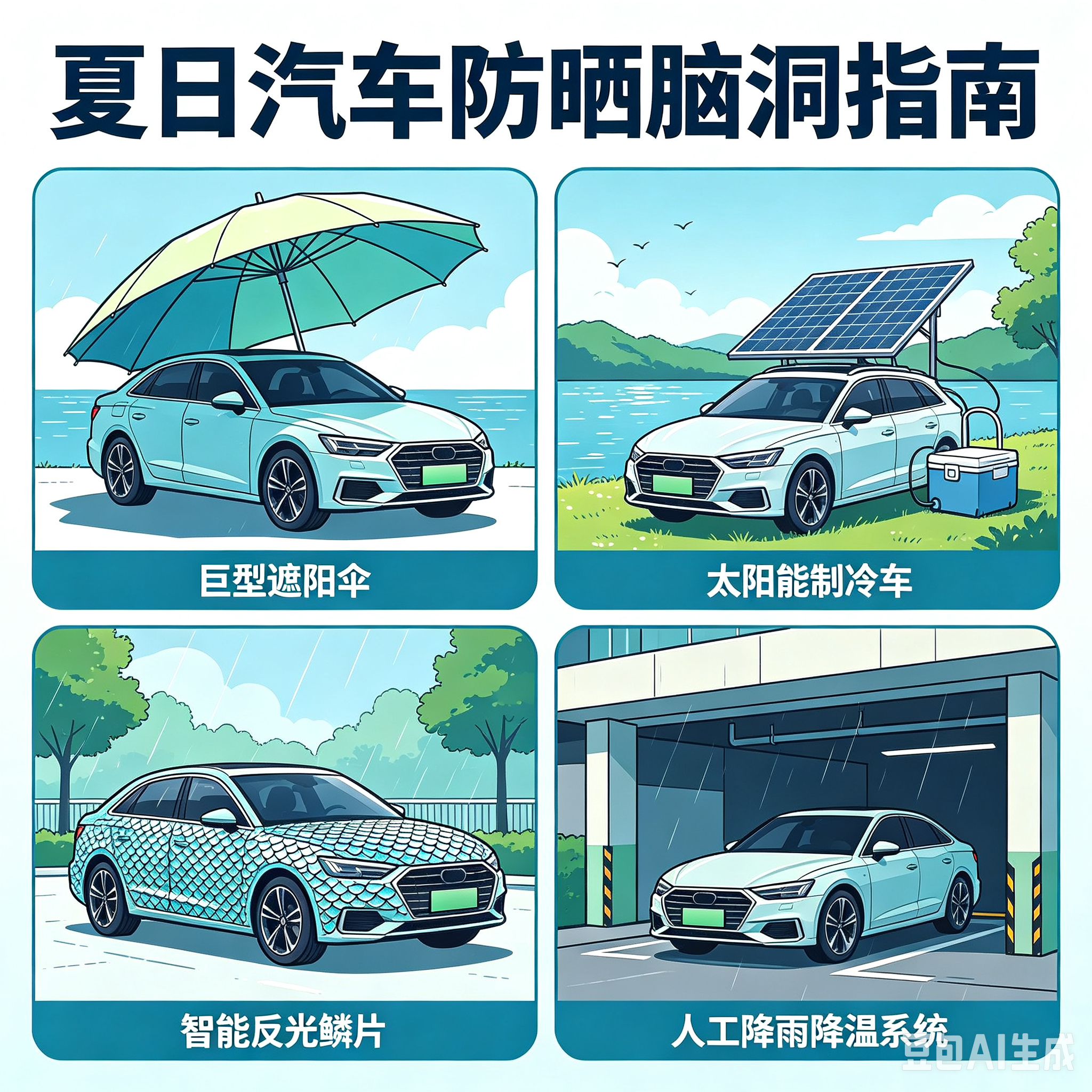 夏日用车怎么防晒超级车主赛车世界脑洞式汽车防晒妙招常规遮阳挡效果有限，不少新奇防