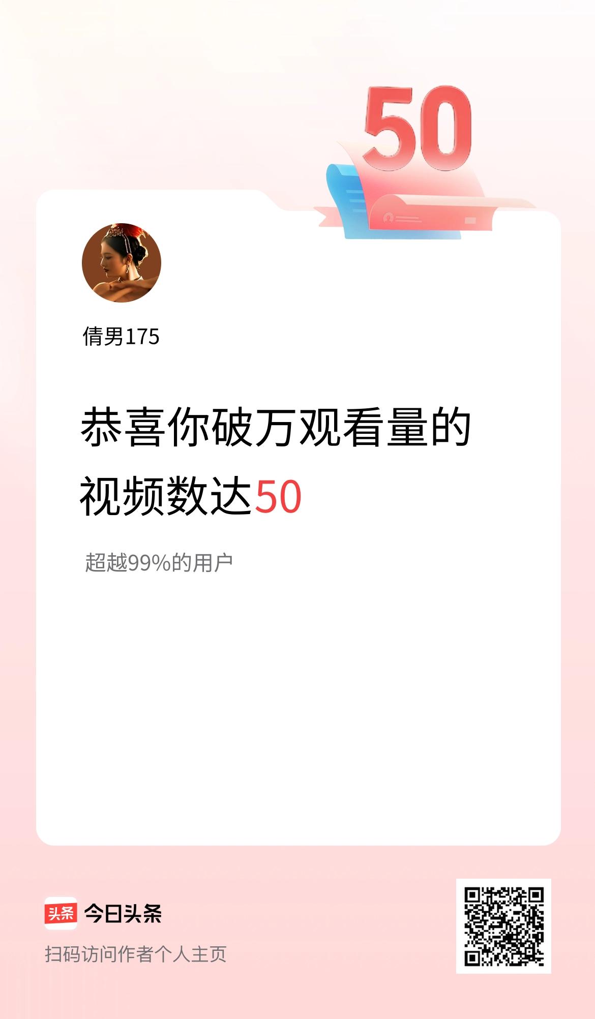 我在头条有50条视频播放量破万了！