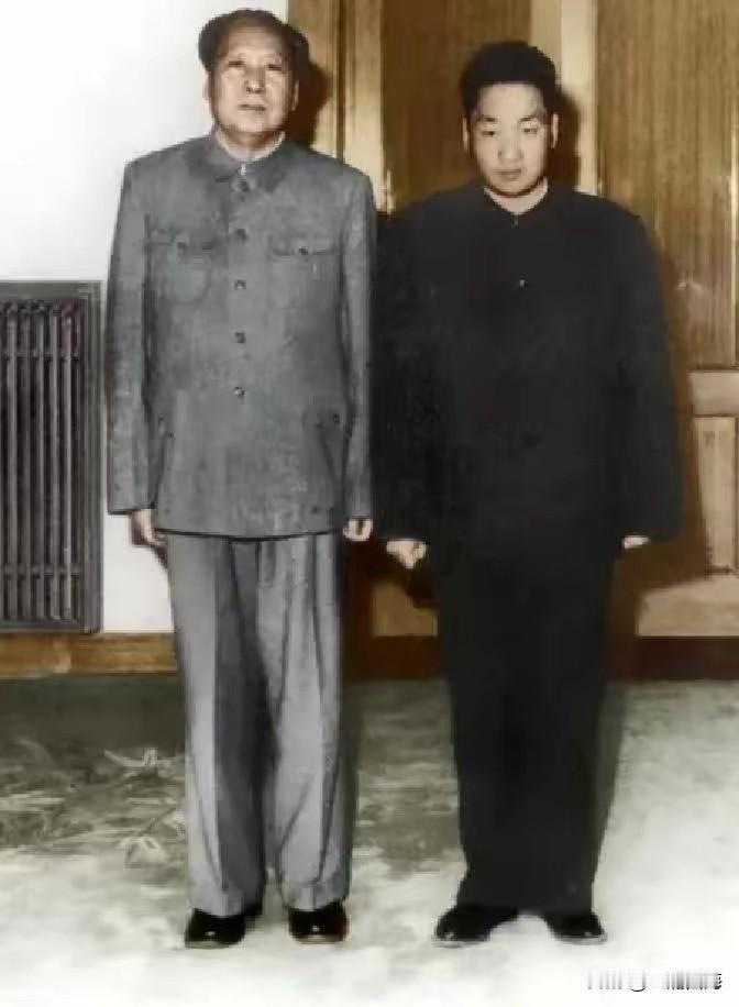 晒出一张最心动的伟人照1962年珍贵合影，毛主席与次子毛岸青并肩而立。长子毛岸英