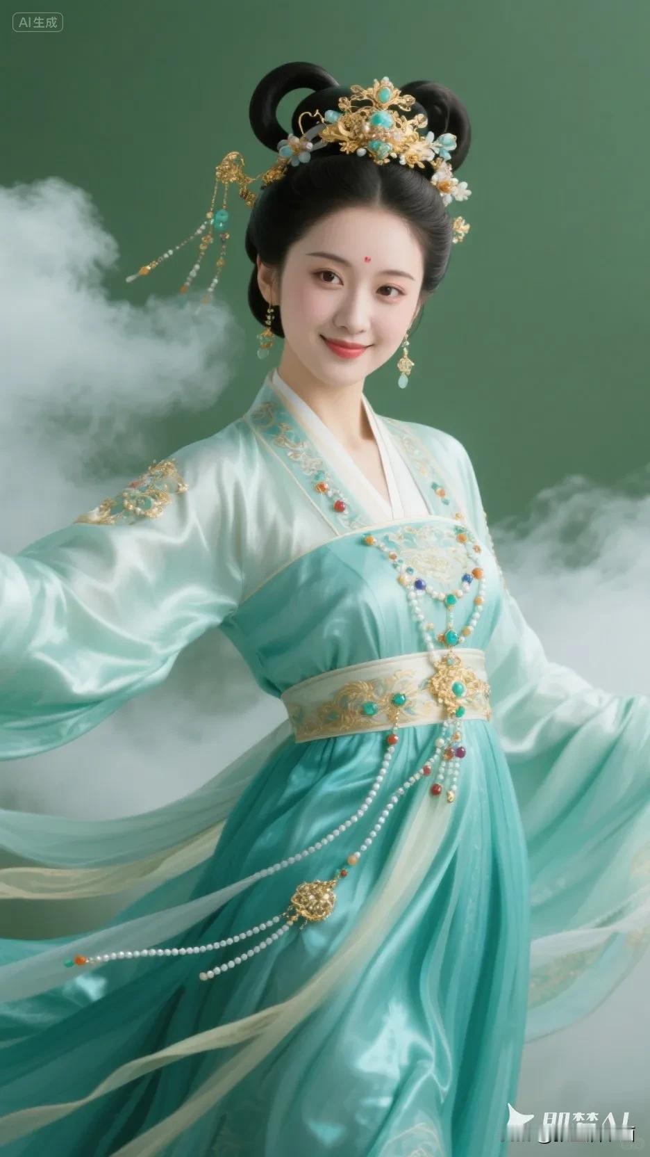 穿越时空的古典美人，惊艳了整个画面！张立启原创书画AI作品古仕女发髻集锦首发第5