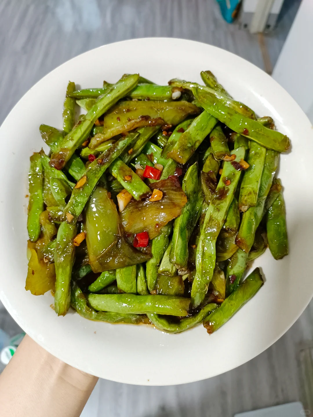 这四季豆炒的太有饭张力了！虎皮辣椒四季豆