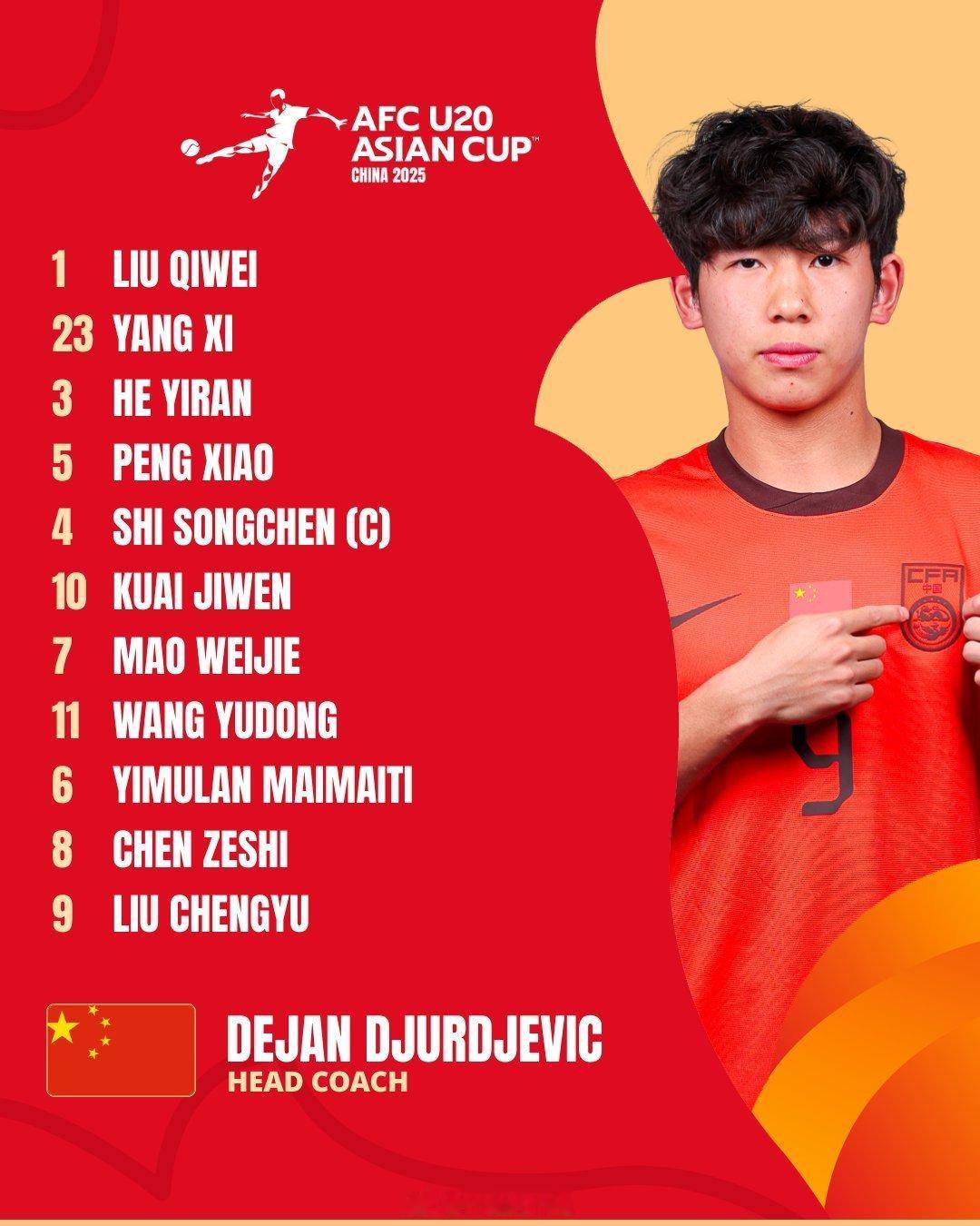 u20国足vs沙特u20  双方首发出炉！中国🇨🇳加油！ 