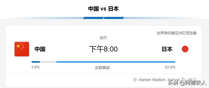 国足！
世预赛亚洲区18强赛：中国VS日本！
时间：11月19日，20：00
国