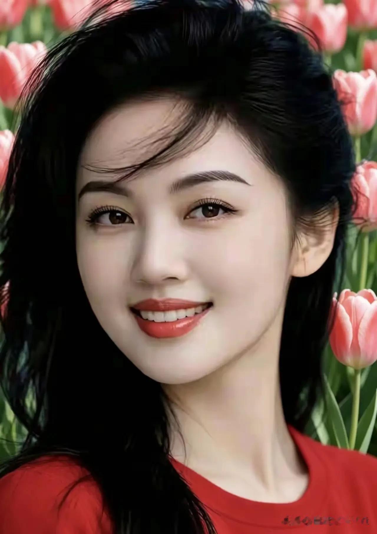 清平乐·花前笑靥
 
郁金红绽，风拂青丝乱。
秋水明眸含笑暖，俏胜芳丛烂漫。
 