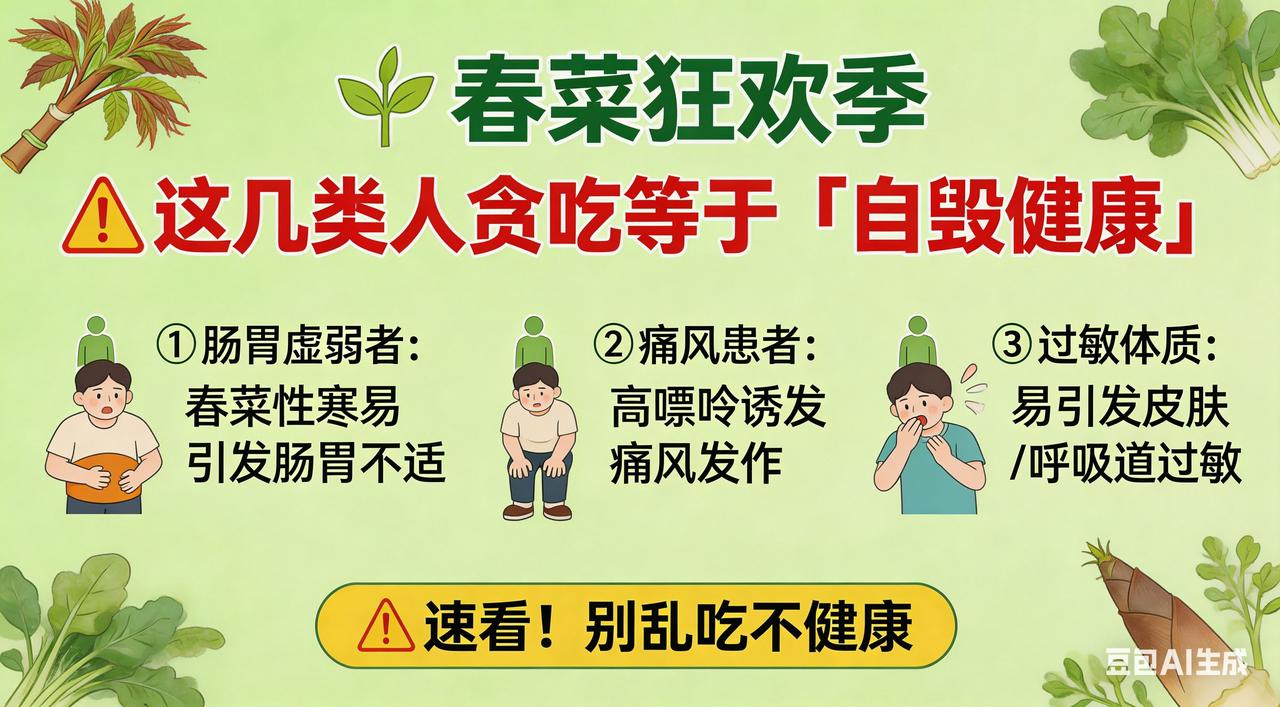 春菜狂欢季，这几类人贪吃等于“自毁健康”，速看！

春菜“尝鲜有禁忌”，这几类人