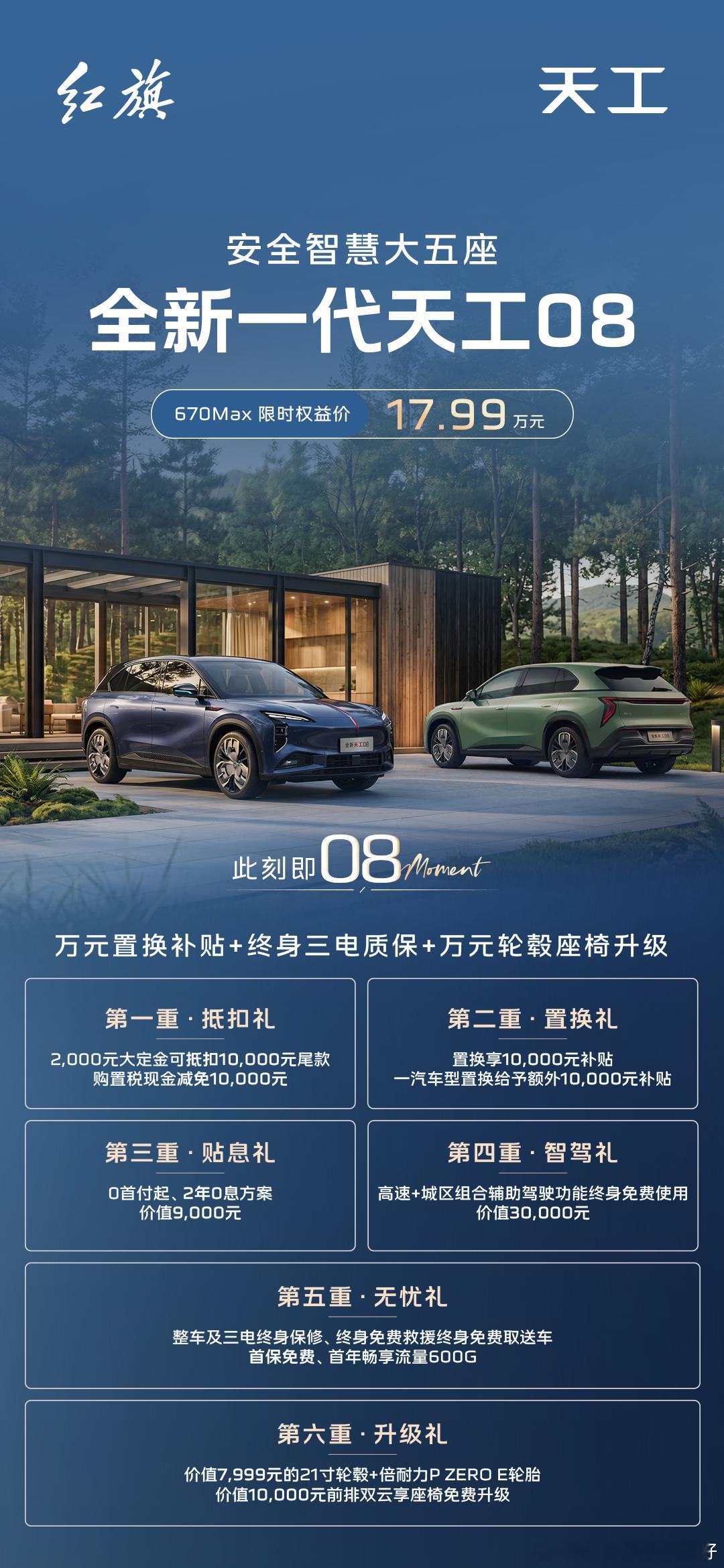 限时17.99万拿下红旗天工08，家用纯电SUV真的卷疯了刚蹲完红旗全新一代天工