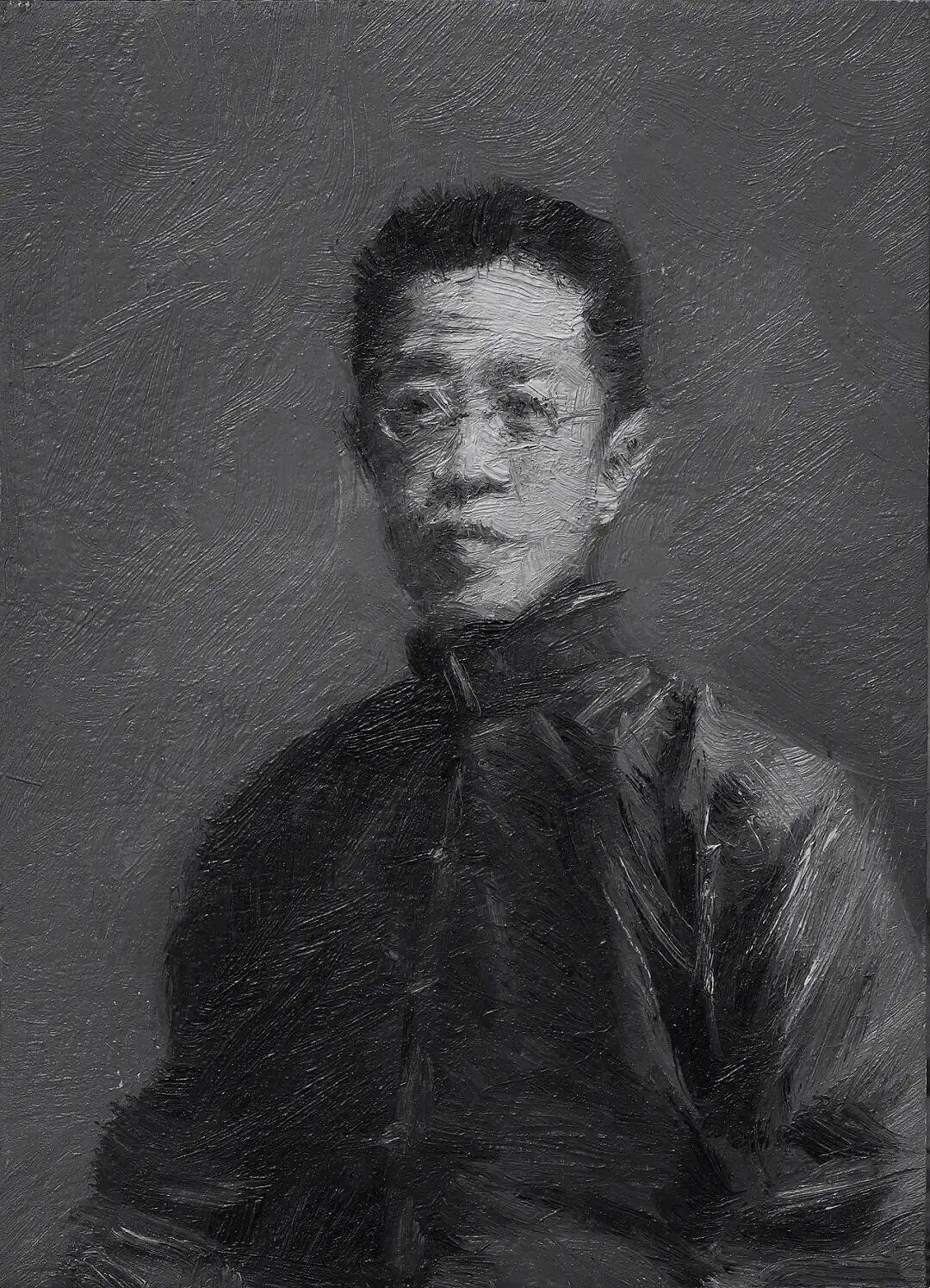 这幅油画画的是谁？
——这是冷军画的微型意象油画之一！
——给个提示：五四运动时