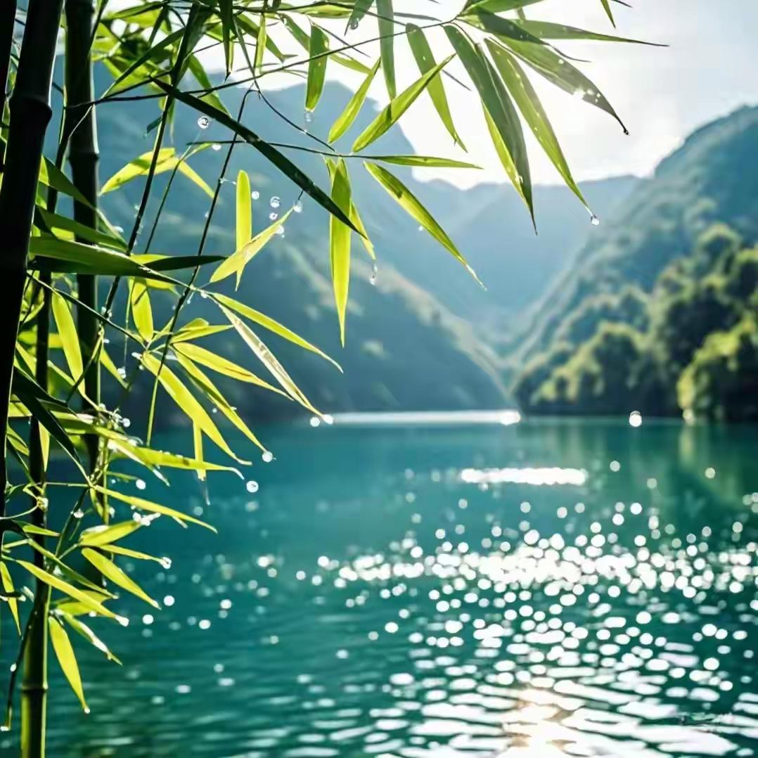山谷溪水，竹林茂盛。